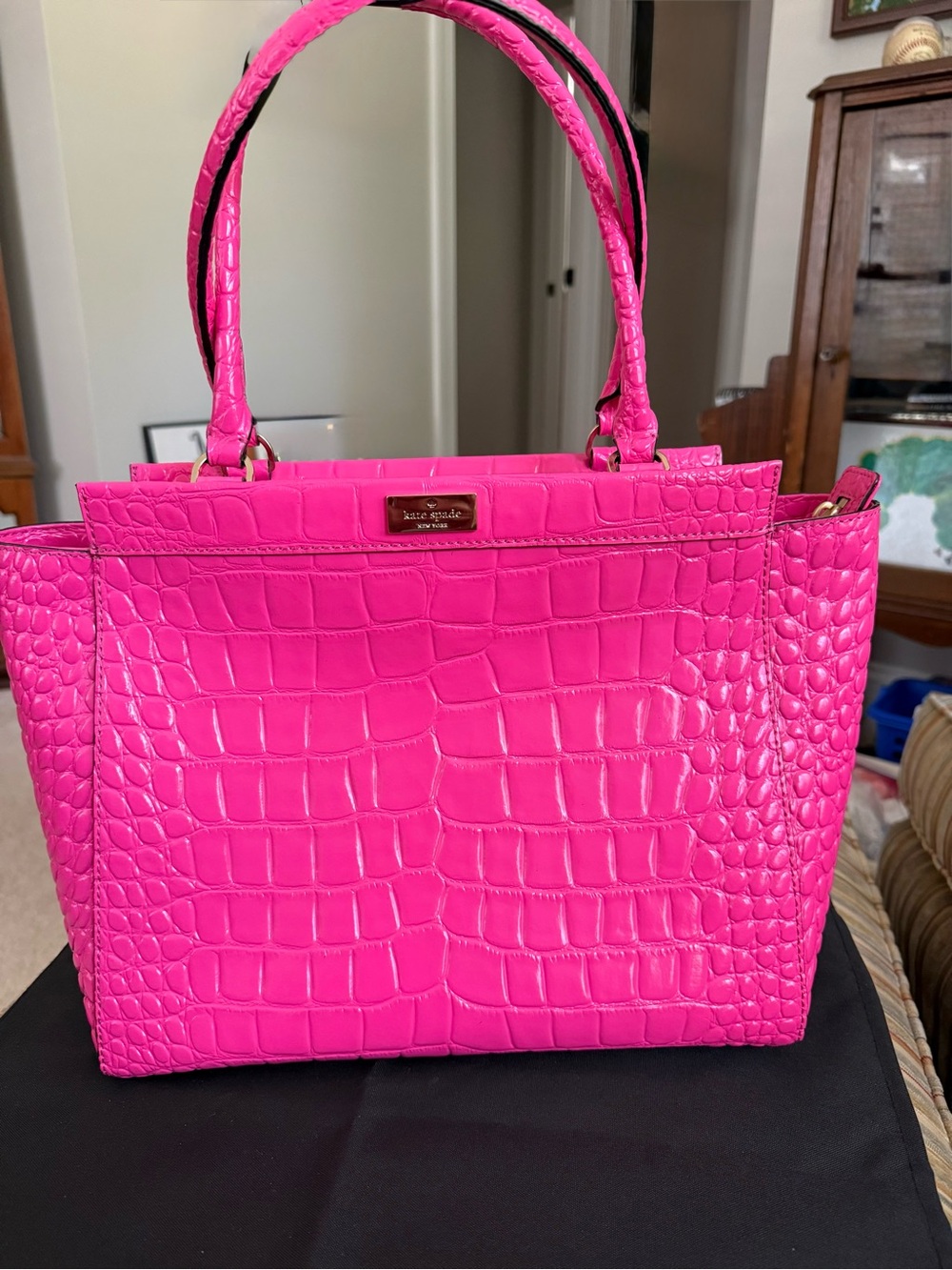 kate spade Bright Pink Croc-Embossed Leather Tote